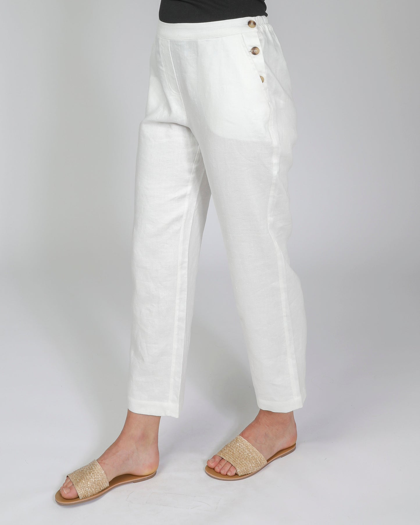 Linen Side Button Pant