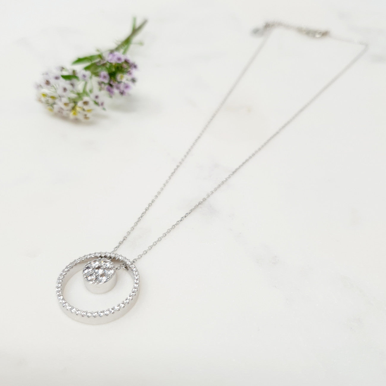Thin Crystal Ring Necklace