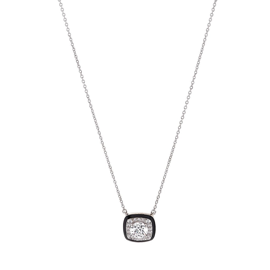 Rhodium  Black Cubic Zirconia Pendant