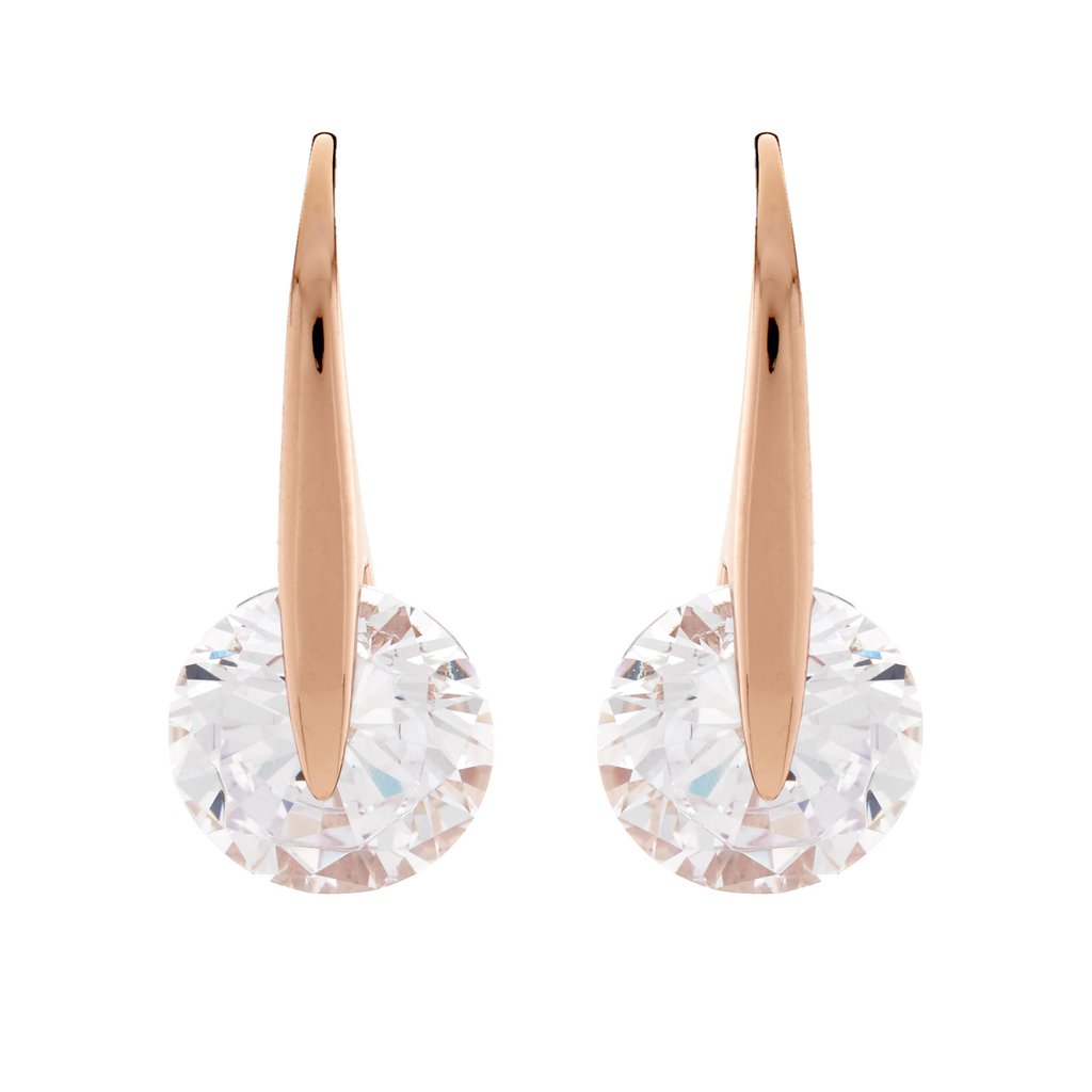 Floating Stone Earrings - Rose