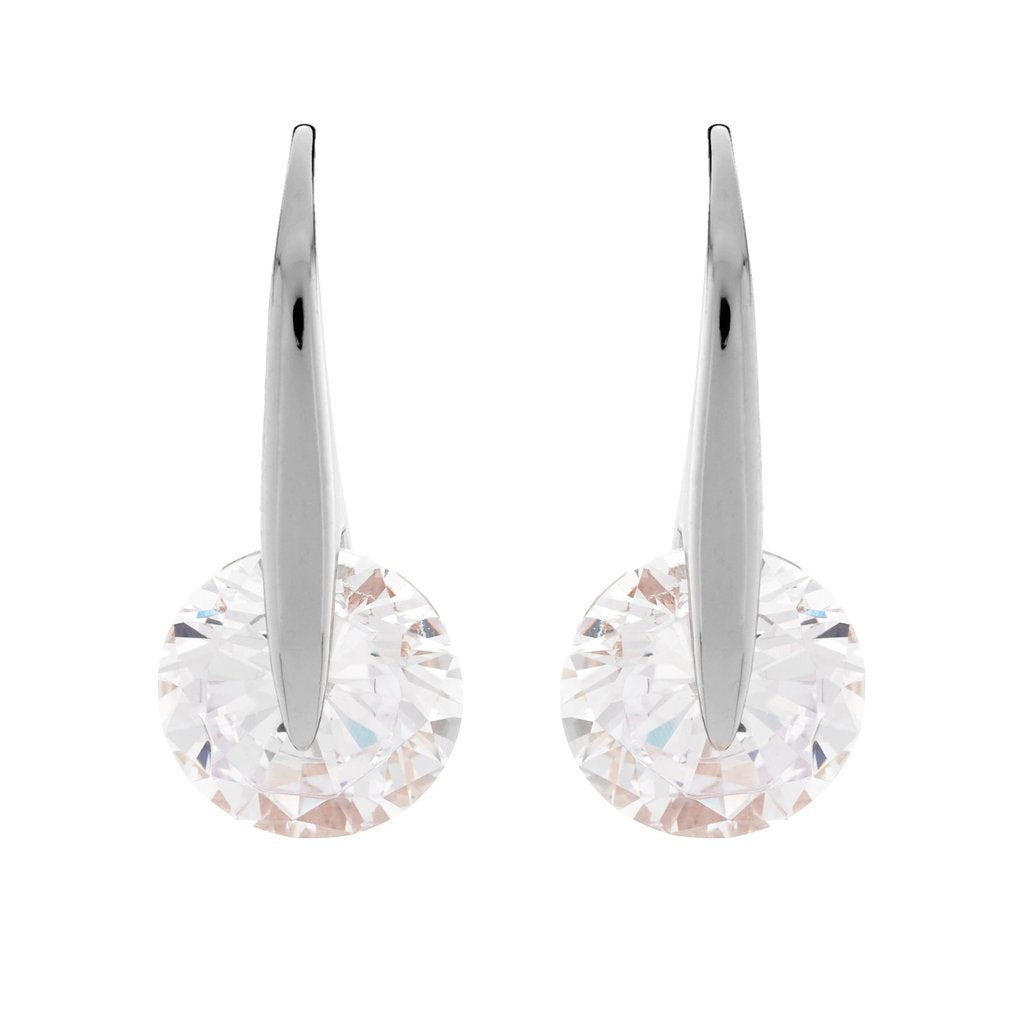 Floating Stone Earrings - Silver